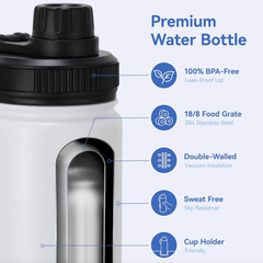 Insulated Water Bottle with Straw Lid Stainless Steel Kids Water Bottle