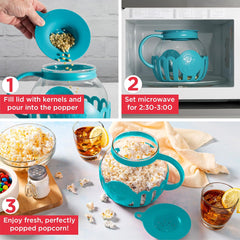 Ecolution Patented Micro-Pop Microwave Popcorn Popper with Temperature Safe Glass, 3-in-1