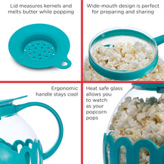 Ecolution Patented Micro-Pop Microwave Popcorn Popper with Temperature Safe Glass, 3-in-1
